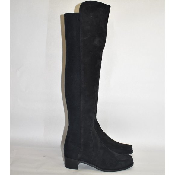 STUART WEITZMAN 'Reserve' 5050 Over the Knee Boot SUEDE BLACK 9 (P12) - Picture 2 of 10